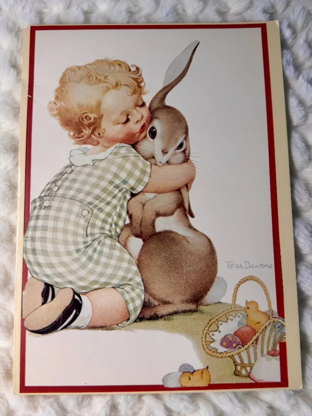 Vintage Memory Lane Bunny Boy Blank Card No envelope